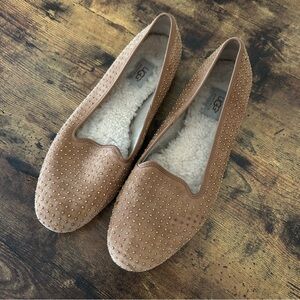 UGG Australia Women's Tan Suede Brass studded flats Calloway